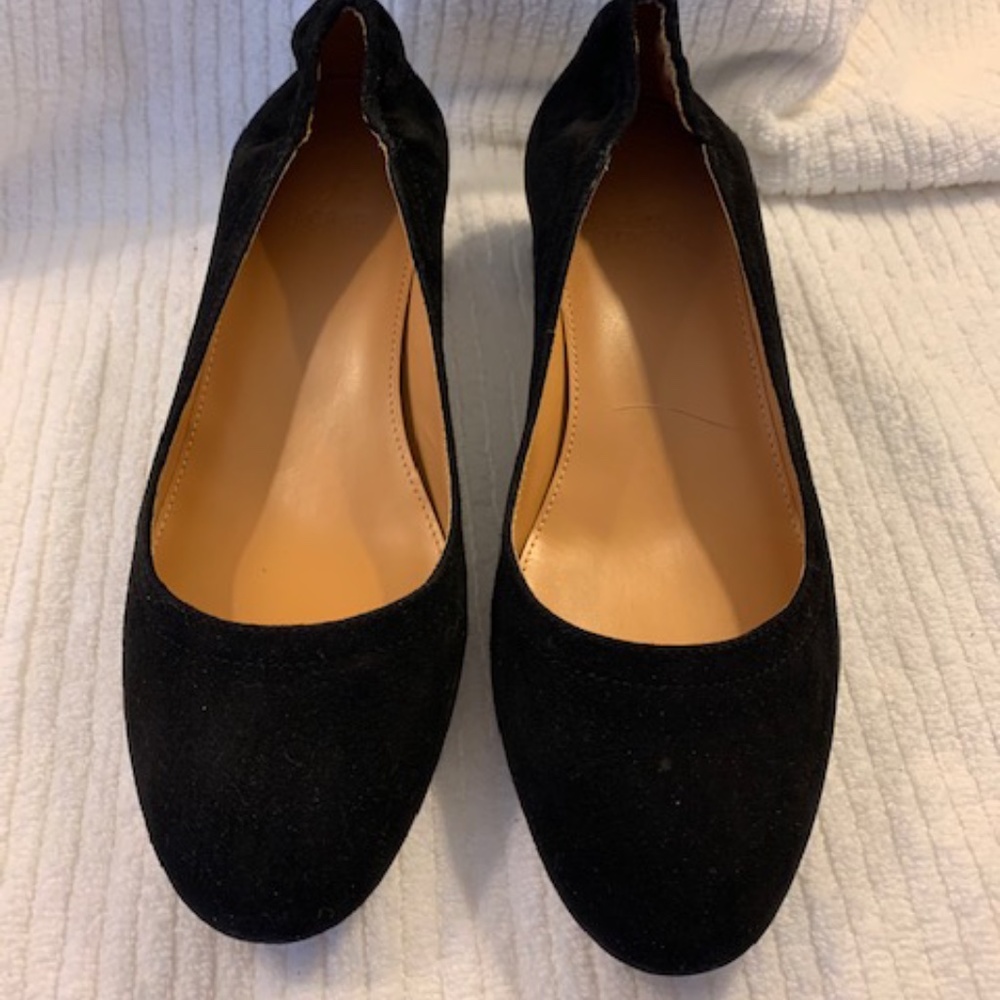 J Crew round toe black suede pumps